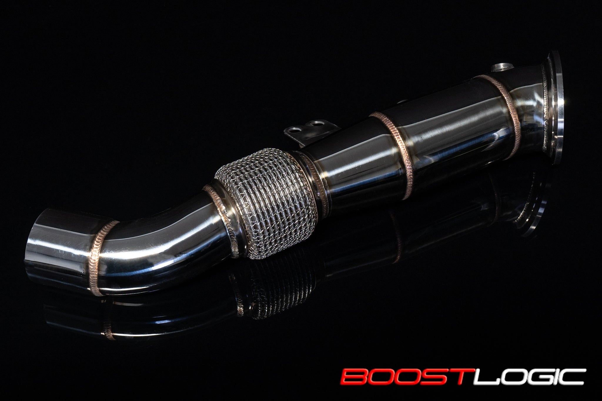Boost Logic Toyota Supra A90 MK5 downpipe made of stainless steel 