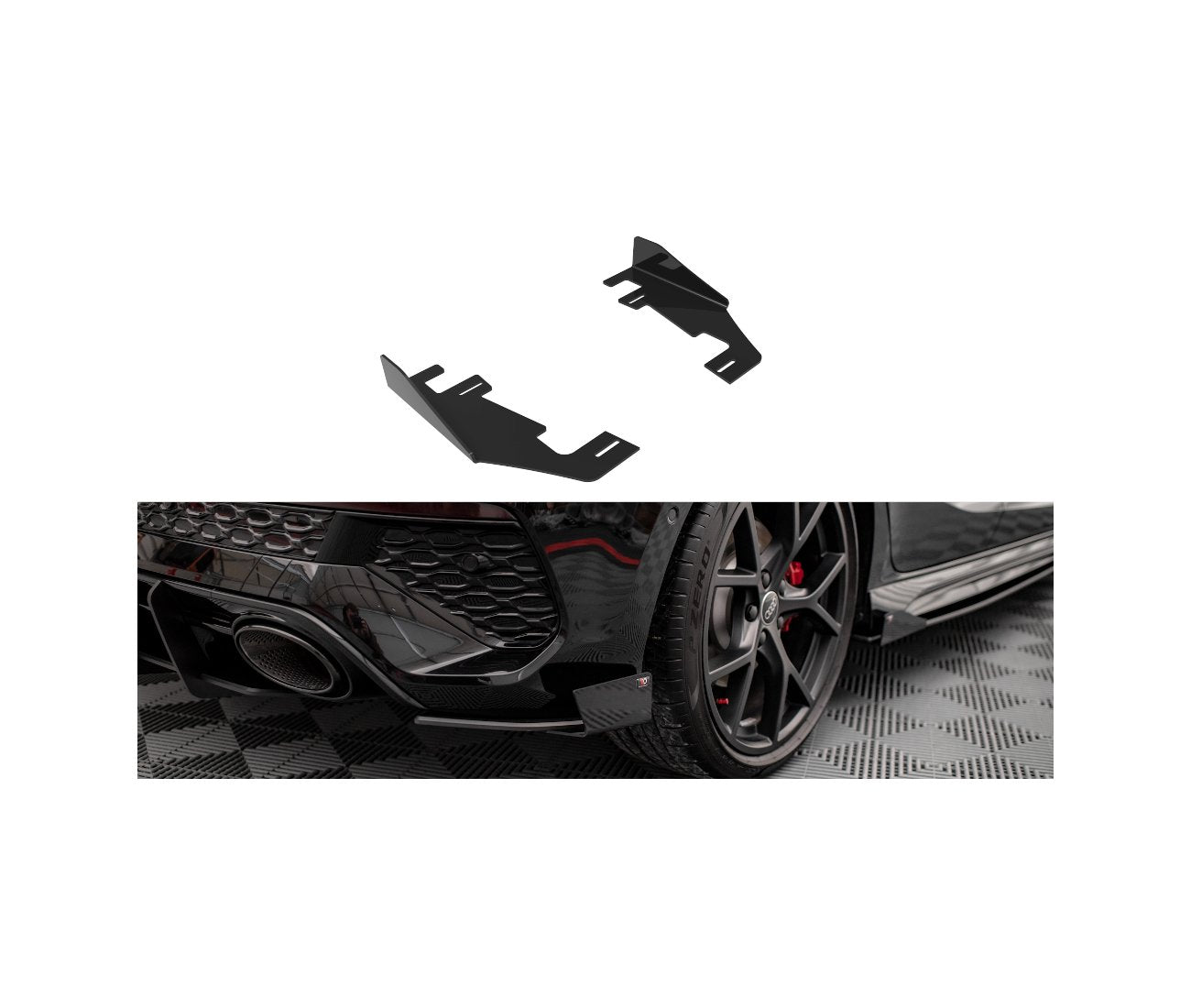 MAXTON DESIGN Rear side flaps for Audi RS3 Sportback 8Y black high gloss 