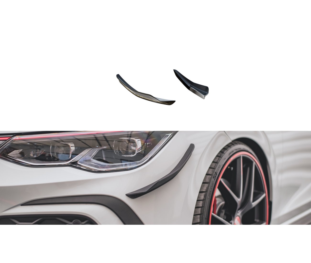 MAXTON DESIGN Stoßstangen Flügel Wings vorne (Canards) für VW Golf 8 GTI - Turbologic
